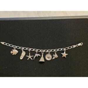 Sterling Silver Mexico Charm Bracelet With‎ Ocean & Travel-Themed Charms
